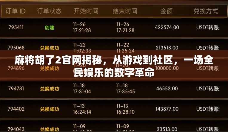 麻将胡了2官网揭秘，从游戏到社区，一场全民娱乐的数字革命